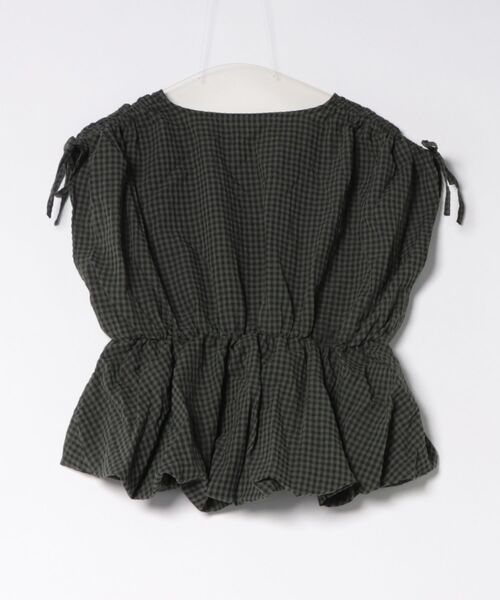 CECIL McBEE(セシルマクビー)の「【CECIL McBEE】しぼ有りギンガムチェックフレンチスリーブブラウス(シャツ/ブラウス・レディース・モカ/チャコールグレー・MEDIUM/LARGE)」の3枚目の写真