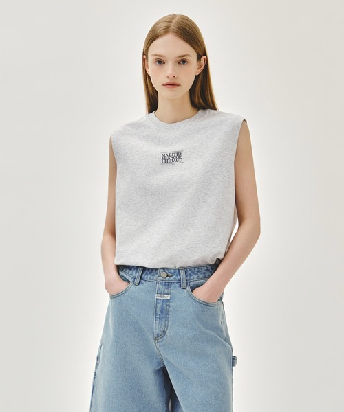 MARITHE + FRANCOIS GIRBAUD(マリテフランソワジルボー)の「SORONA COOL SMALL CLAASIC LOGO SLEEVELESS(Tシャツ/カットソー・レディース・グレー系その他/アイボリー/Black・MEDIUM/LARGE)」の2枚目の写真