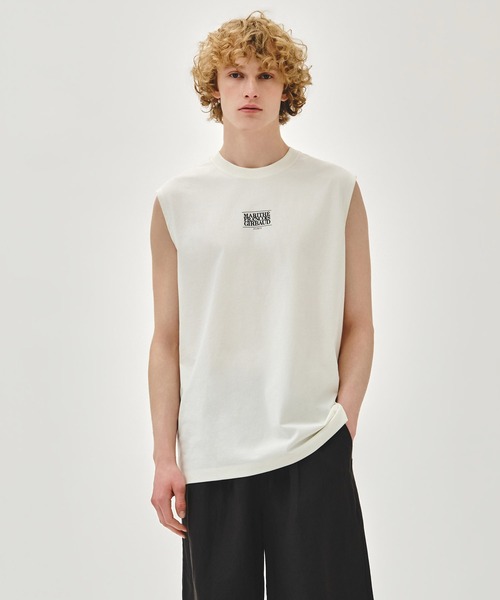 MARITHE + FRANCOIS GIRBAUD(マリテフランソワジルボー)の「SORONA COOL SMALL CLAASIC LOGO SLEEVELESS(Tシャツ/カットソー・レディース・グレー系その他/アイボリー/Black・MEDIUM/LARGE)」の1枚目の写真