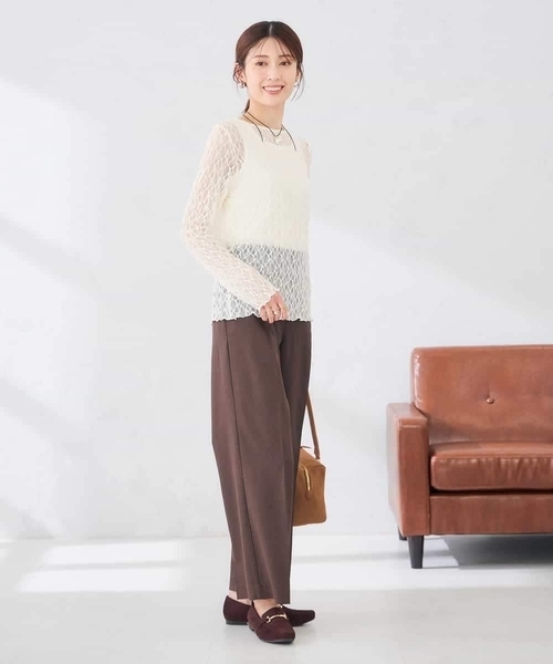 a.v.v(アーヴェヴェ)の「ストレッチ レース トップス(Tシャツ/カットソー・レディース・アイボリー/ブラック・38/40)」の6枚目の写真