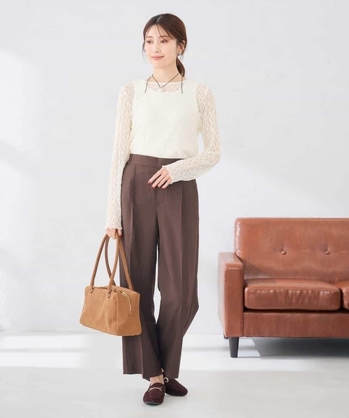 a.v.v(アーヴェヴェ)の「ストレッチ レース トップス(Tシャツ/カットソー・レディース・アイボリー/ブラック・38/40)」の7枚目の写真