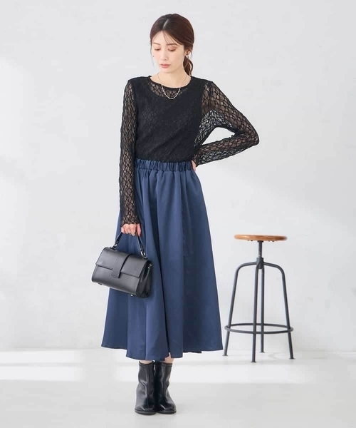 a.v.v(アーヴェヴェ)の「ストレッチ レース トップス(Tシャツ/カットソー・レディース・アイボリー/ブラック・38/40)」の15枚目の写真