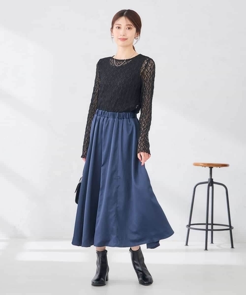 a.v.v(アーヴェヴェ)の「ストレッチ レース トップス(Tシャツ/カットソー・レディース・アイボリー/ブラック・38/40)」の16枚目の写真