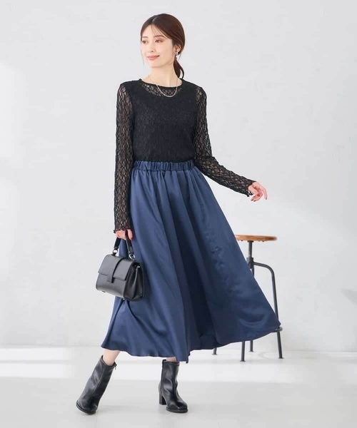 a.v.v(アーヴェヴェ)の「ストレッチ レース トップス(Tシャツ/カットソー・レディース・アイボリー/ブラック・38/40)」の17枚目の写真