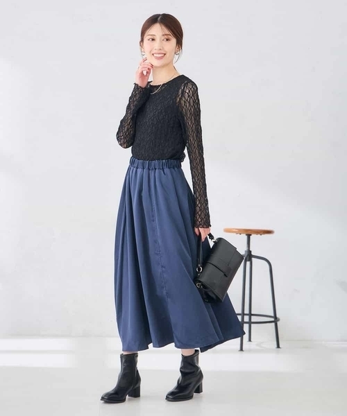 a.v.v(アーヴェヴェ)の「ストレッチ レース トップス(Tシャツ/カットソー・レディース・アイボリー/ブラック・38/40)」の18枚目の写真