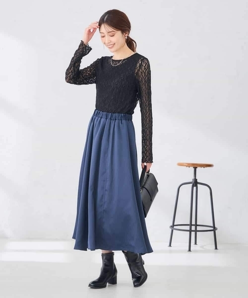 a.v.v(アーヴェヴェ)の「ストレッチ レース トップス(Tシャツ/カットソー・レディース・アイボリー/ブラック・38/40)」の19枚目の写真