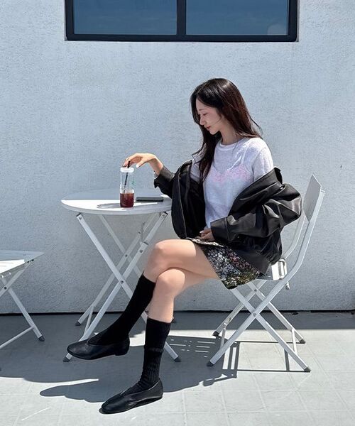 SINOON（シヌーン）の「Jacquard Wrap Skirt (Black)（スカート・レディース・ブラック・SMALL/MEDIUM）」の5枚目の写真