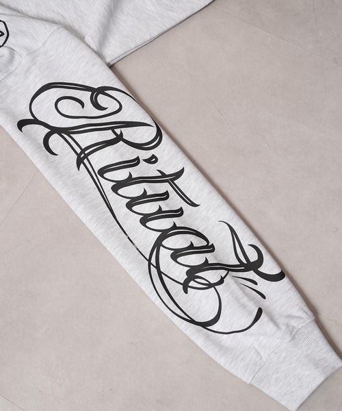 1111clothing(ワンフォークロージング)の「【セットアップ対応】捲縮裏毛 レタリング ZIPパーカー / Crimp French Terry Lettering Zip-Up Hoodie(パーカー・メンズ・ブラック/アッシュ・M/L)」の3枚目の写真