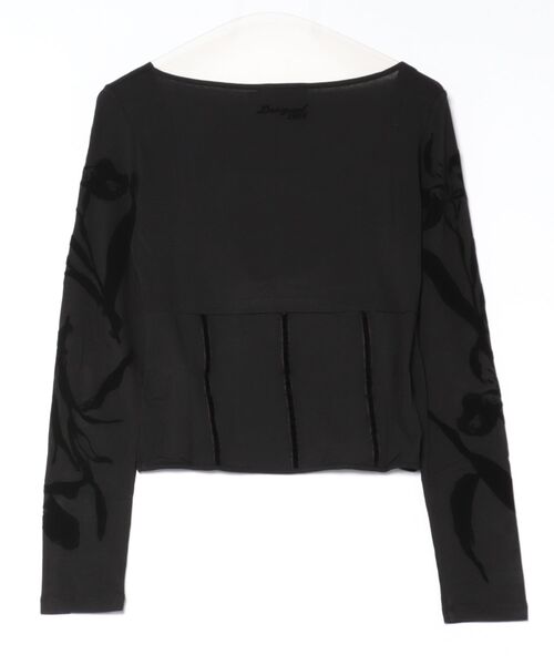 Desigual（デシグアル）の「Square neck ruched crop top / スクエアネックラッシュドクロップトップ（Tシャツ/カットソー・レディース・ブラック・S/M/L/XL/XS）」の3枚目の写真