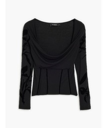 Square neck ruched crop top / スクエアネックラッシュドクロップトップ