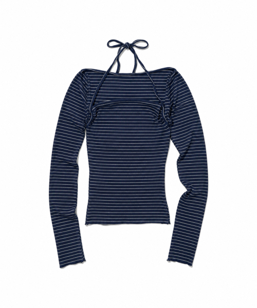 MOAA(モア)の「ストライプホルターネックボレロセット(ネイビー)(Tシャツ/カットソー・レディース・その他・SMALL/MEDIUM)」の2枚目の写真