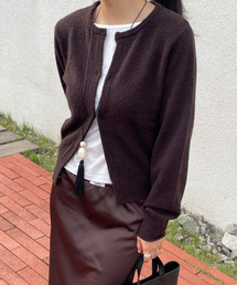 MICRO Boucle Wool Cardigan Brown