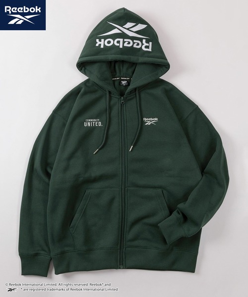 Reebok(リーボック)の「【77】【Reebok/リーボック】フードロゴ ジップアップ パーカー/フーディー/ジップパーカー/オーバーサイズ/ライトアウター/裏起毛/ユニセックス/レディース/メンズ(パーカー・メンズ・グリーン/チャコールグレー/グレー/ブラック・M/L/XL)」の4枚目の写真