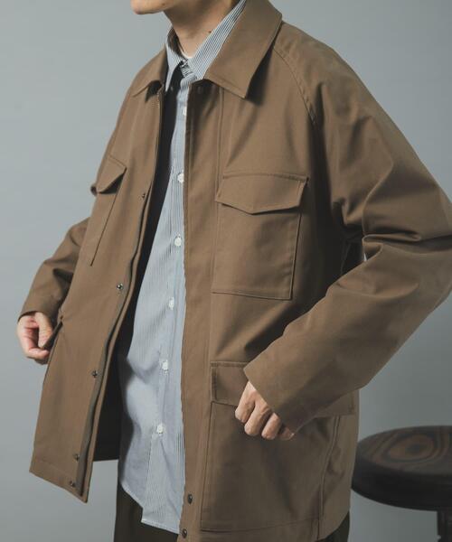 ITEMS URBANRESEARCH(アイテムズ アーバンリサーチ)の「SHADOW STRIPE ファティーグジャケット(カバーオール・メンズ・ブルー系その他/オリーブ/モカ・MEDIUM/LARGE)」の2枚目の写真