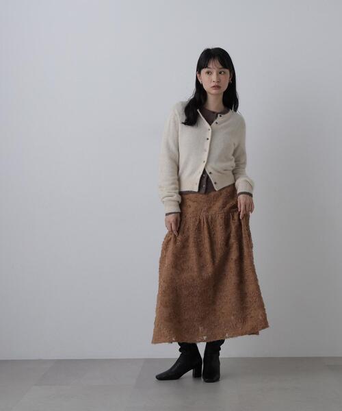 N.(N. Natural Beauty Basic)(エヌエヌナチュラルビューティーベーシック)の「カットジャガードスカート(スカート・レディース・オフホワイト/ブラック/キャメル・FREE)」の3枚目の写真