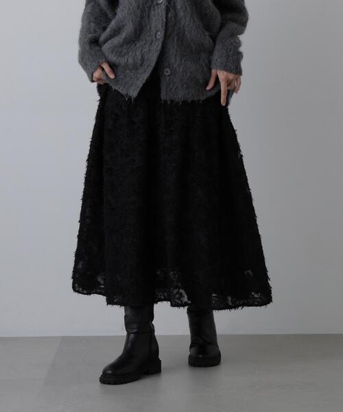 N.(N. Natural Beauty Basic)(エヌエヌナチュラルビューティーベーシック)の「カットジャガードスカート(スカート・レディース・オフホワイト/ブラック/キャメル・FREE)」の1枚目の写真