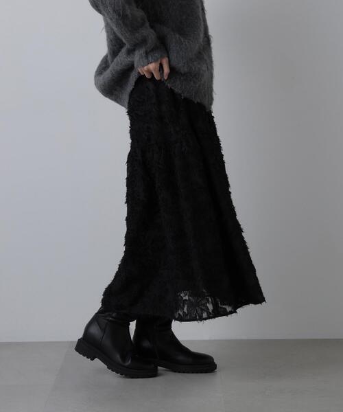 N.(N. Natural Beauty Basic)(エヌエヌナチュラルビューティーベーシック)の「カットジャガードスカート(スカート・レディース・オフホワイト/ブラック/キャメル・FREE)」の5枚目の写真