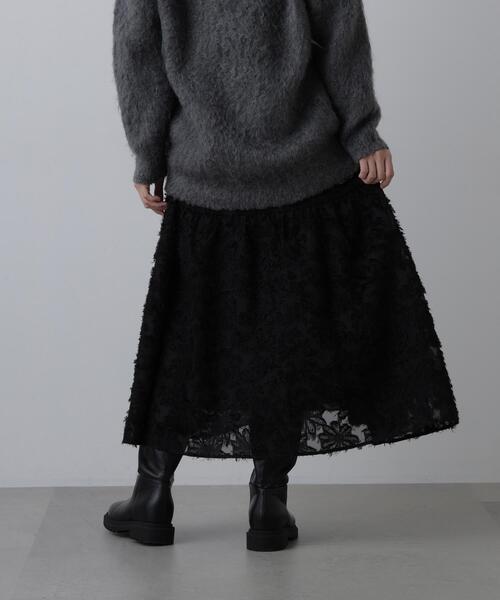 N.(N. Natural Beauty Basic)(エヌエヌナチュラルビューティーベーシック)の「カットジャガードスカート(スカート・レディース・オフホワイト/ブラック/キャメル・FREE)」の6枚目の写真