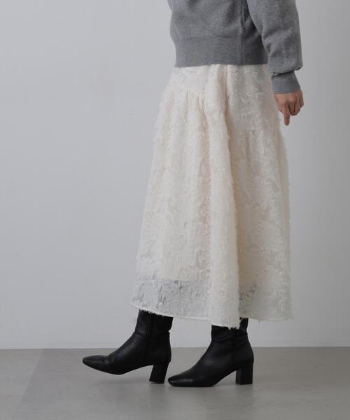 N.(N. Natural Beauty Basic)(エヌエヌナチュラルビューティーベーシック)の「カットジャガードスカート(スカート・レディース・オフホワイト/ブラック/キャメル・FREE)」の21枚目の写真