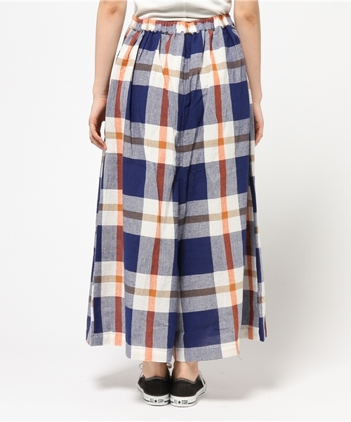 チャイハネ（チャイハネ）の「【チャイハネ】南インド綿 チェック織りガウチョパンツ / スカンツ スカーチョ（その他パンツ・レディース・ホワイト/マルチ/ネイビー・FREE）」の16枚目の写真