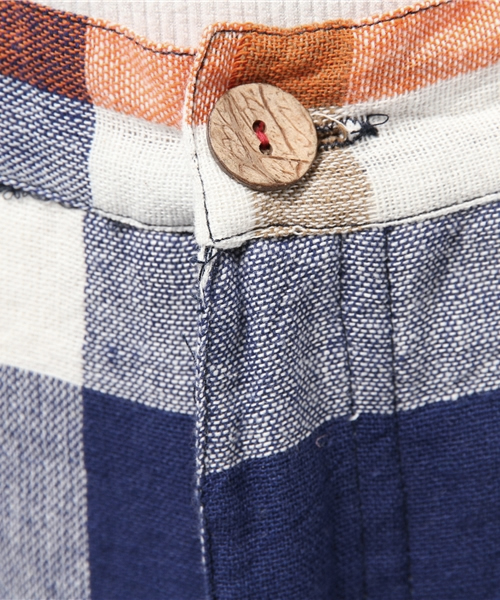 チャイハネ（チャイハネ）の「【チャイハネ】南インド綿 チェック織りガウチョパンツ / スカンツ スカーチョ（その他パンツ・レディース・ホワイト/マルチ/ネイビー・FREE）」の8枚目の写真