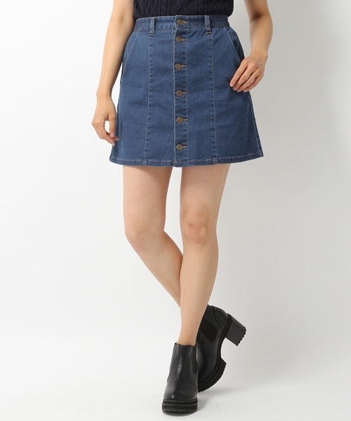 Heather(ヘザー)の「Fボタンダイケイスカート 726909(スカート・レディース・ブルー/ネイビー/キャメル・FREE)」の2枚目の写真