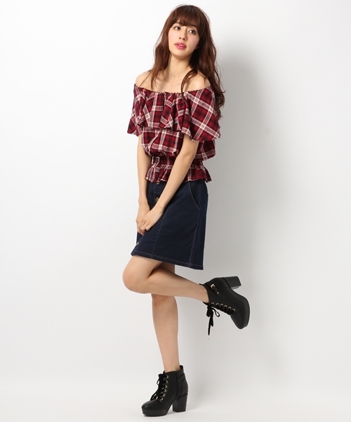 Heather(ヘザー)の「Fボタンダイケイスカート 726909(スカート・レディース・ブルー/ネイビー/キャメル・FREE)」の5枚目の写真