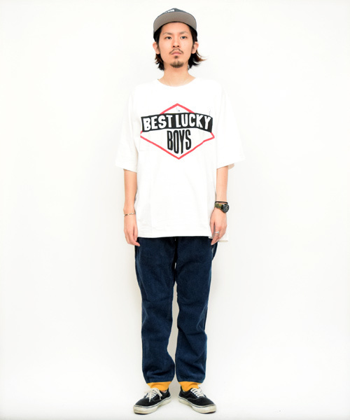 ALDIES（アールディーズ）の「Lucky Boys Big T ラッキーボーイズビッグT（Tシャツ/カットソー・メンズ・グレー/ホワイト/グリーン・FREE）」の2枚目の写真