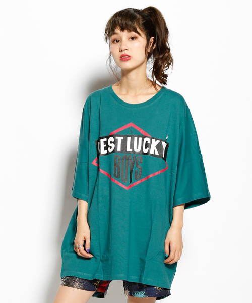 ALDIES（アールディーズ）の「Lucky Boys Big T ラッキーボーイズビッグT（Tシャツ/カットソー・メンズ・グレー/ホワイト/グリーン・FREE）」の3枚目の写真