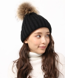 PLAIN CLOTHING | リアルファーポンポンニットキャップ【PLAIN CLOTHING】(ニットキャップ/ビーニー)