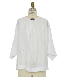 Drawer ドゥロワー コットン ギャザー 七分袖シャツ　白 Drawer ドゥロワー コットン ギャザー 七分袖シャツ 白