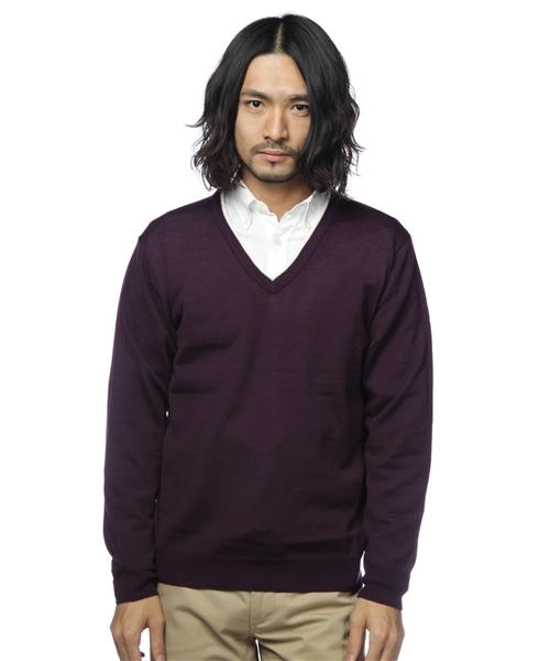 BEAUTY&YOUTH UNITED ARROWS（ビューティーアンドユースユナイテッドアローズ）の「BY 12ゲージ ライン Vネックニット ◆（ニット/セーター・メンズ・ブラック/ネイビー/パープル/グレー・MEDIUM/X-LARGE/SMALL/LARGE）」の4枚目の写真