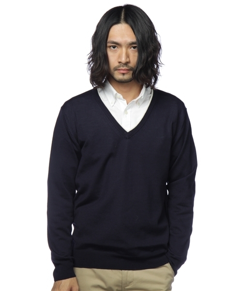 BEAUTY&YOUTH UNITED ARROWS（ビューティーアンドユースユナイテッドアローズ）の「BY 12ゲージ ライン Vネックニット ◆（ニット/セーター・メンズ・ブラック/ネイビー/パープル/グレー・MEDIUM/X-LARGE/SMALL/LARGE）」の3枚目の写真