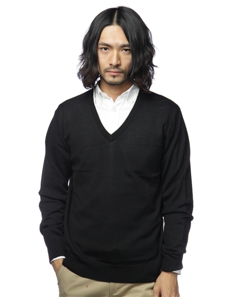 BEAUTY&YOUTH UNITED ARROWS（ビューティーアンドユースユナイテッドアローズ）の「BY 12ゲージ ライン Vネックニット ◆（ニット/セーター・メンズ・ブラック/ネイビー/パープル/グレー・MEDIUM/X-LARGE/SMALL/LARGE）」の2枚目の写真