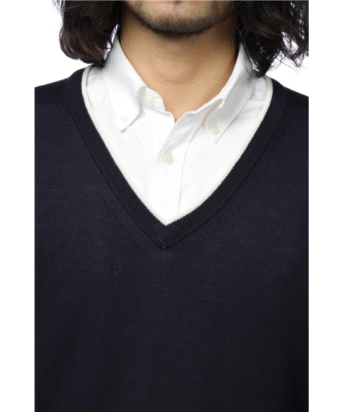 BEAUTY&YOUTH UNITED ARROWS（ビューティーアンドユースユナイテッドアローズ）の「BY 12ゲージ ライン Vネックニット ◆（ニット/セーター・メンズ・ブラック/ネイビー/パープル/グレー・MEDIUM/X-LARGE/SMALL/LARGE）」の8枚目の写真