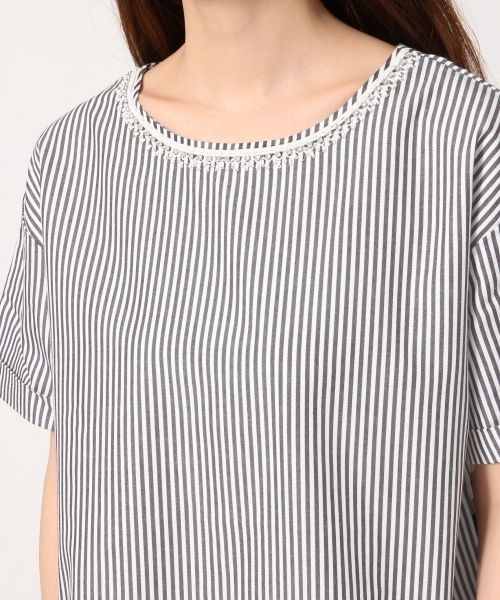 GLOBAL WORK（グローバルワーク）の「ビジューTブラウス半袖/742152（シャツ/ブラウス・レディース・その他3/ネイビー/ホワイト・LARGE/MEDIUM）」の9枚目の写真