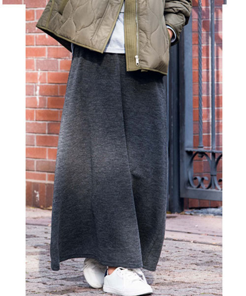 GeeRA（ジーラ）の「お腹まわりラクチン！マキシスカート（スカート・レディース・ブラック/チャコール/ベージュ・SMALL/MEDIUM/LARGE/X-LARGE）」の3枚目の写真