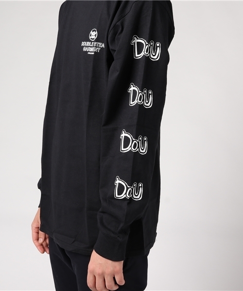 DOUBLE STEAL（ダブルスティール）の「Arm Print DOU 長袖Ｔシャツ（Tシャツ/カットソー・メンズ・ブラック/ホワイト×ブラック/ホワイト×ピンク/ライトピンク・MEDIUM/LARGE/X-LARGE）」の9枚目の写真