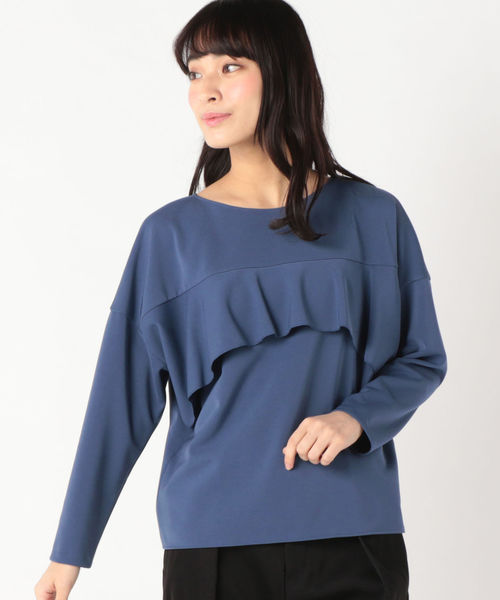 SHIPS(シップス)の「フリルドルマンプルオーバー(Tシャツ/カットソー・レディース・オフホワイト/ブルー・ONE SIZE)」の2枚目の写真
