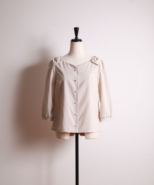 tocco closet（トッコ　クローゼット）の「肩リボンつきハートネックブラウス（シャツ/ブラウス・レディース・ライトグレー/オフホワイト/ブラック/ホワイト/ラベンダー/ピンクベージュ/ミント・M）」の8枚目の写真