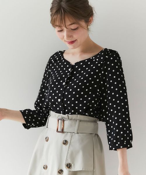tocco closet（トッコ　クローゼット）の「肩リボンつきハートネックブラウス（シャツ/ブラウス・レディース・ライトグレー/オフホワイト/ブラック/ホワイト/ラベンダー/ピンクベージュ/ミント・M）」の16枚目の写真