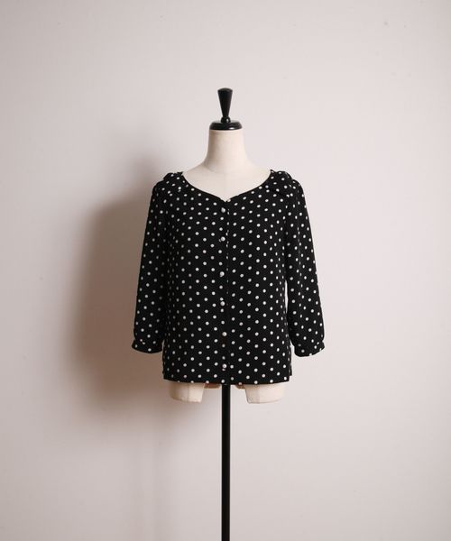 tocco closet（トッコ　クローゼット）の「肩リボンつきハートネックブラウス（シャツ/ブラウス・レディース・ライトグレー/オフホワイト/ブラック/ホワイト/ラベンダー/ピンクベージュ/ミント・M）」の18枚目の写真