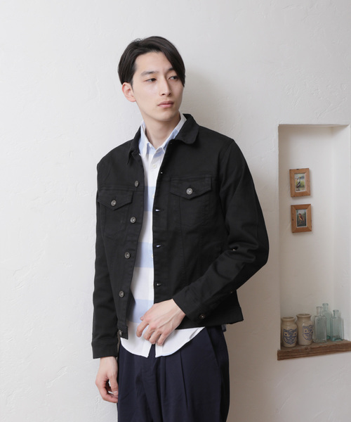TopIsm（トップイズム）の「ストレッチ コットンツイル トラッカージャケット（デニムジャケット・メンズ・ブラック/カーキ/グレー/ホワイト/ベージュ・L/LL/M）」の3枚目の写真