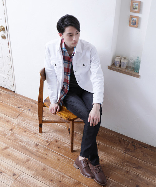 TopIsm（トップイズム）の「ストレッチ コットンツイル トラッカージャケット（デニムジャケット・メンズ・ブラック/カーキ/グレー/ホワイト/ベージュ・L/LL/M）」の15枚目の写真