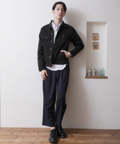 TopIsm（トップイズム）の「ストレッチ コットンツイル トラッカージャケット（デニムジャケット・メンズ・ブラック/カーキ/グレー/ホワイト/ベージュ・L/LL/M）」の16枚目の写真