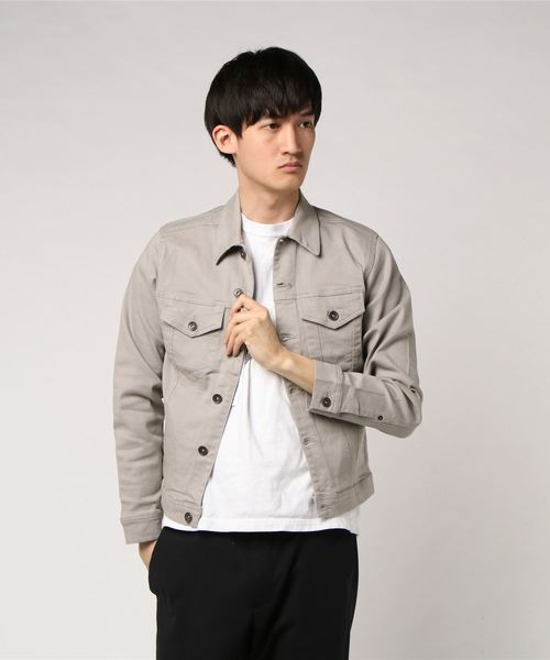 TopIsm（トップイズム）の「ストレッチ コットンツイル トラッカージャケット（デニムジャケット・メンズ・ブラック/カーキ/グレー/ホワイト/ベージュ・L/LL/M）」の4枚目の写真