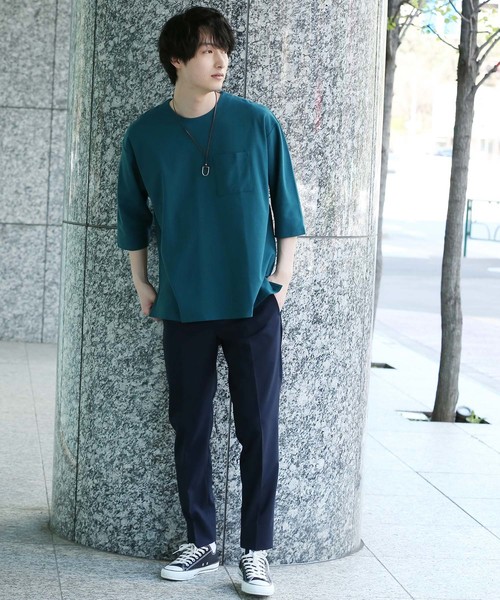 JUNRED（ジュンレッド）の「シャインカットツイルカットソー（Tシャツ/カットソー・メンズ・ホワイト/キャメル/グリーン/ネイビー・L/M/LL）」の7枚目の写真