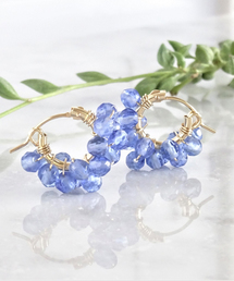 【marinaJEWELRY】14kgf/Blueberry Quartz wrapped pierced earring