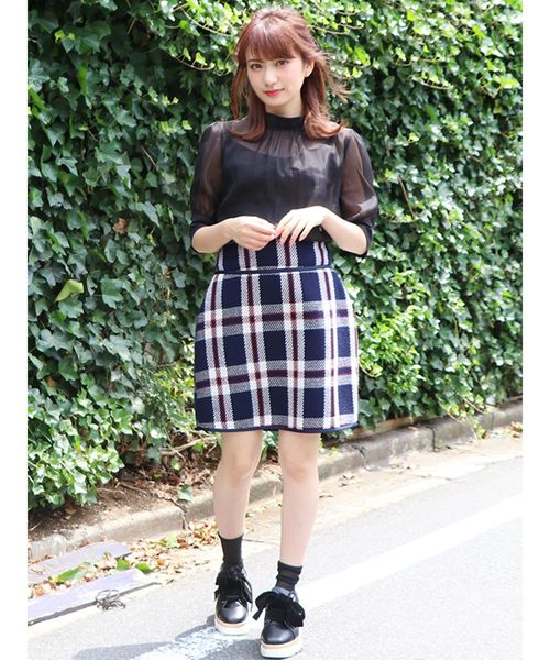 dazzlin（ダズリン）の「レトロカラーチェックミニスカート（スカート・レディース・イエロー/グリーン/ネイビー・SMALL/MEDIUM）」の6枚目の写真