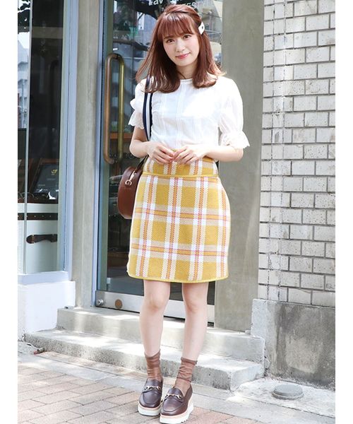 dazzlin（ダズリン）の「レトロカラーチェックミニスカート（スカート・レディース・イエロー/グリーン/ネイビー・SMALL/MEDIUM）」の17枚目の写真